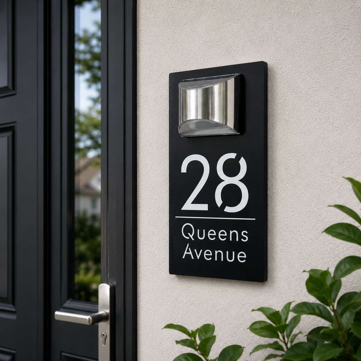 Personalized Solar Modern Door Plaque