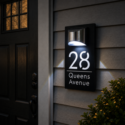 Personalized Solar Modern Door Plaque