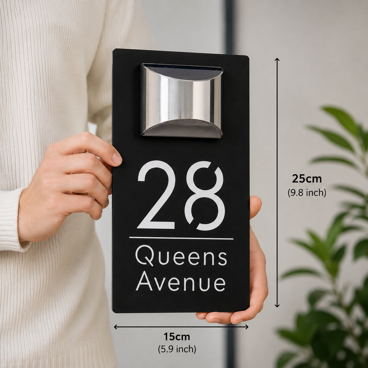 Personalized Solar Modern Door Plaque